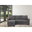 Bowery Hill Linen Dark Gray Sleeper Sectional Sofa Rectangular Reversible 42