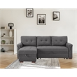 Bowery Hill Linen Dark Gray Sleeper Sectional Rectangular Reversible Pull-out 42