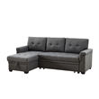 Bowery Hill Linen Dark Gray Sleeper Sectional Rectangular Reversible Pull-out 42