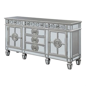 Bowery Hill Contemporary Mirrored Wood Server in Antique Platinum Silver