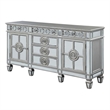 Bowery Hill Contemporary Mirrored Wood Server in Antique Platinum Silver