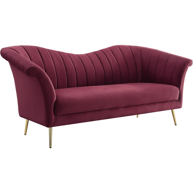 Bowery Hill Contemporary Sofa in Red Velvet