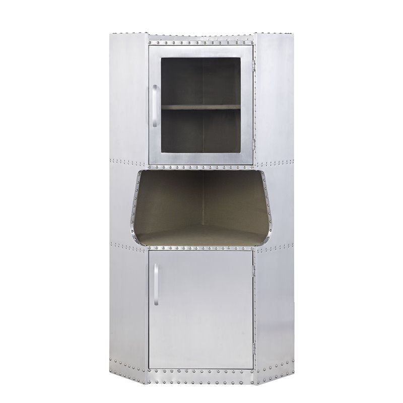 Bowery Hill Modern Metal Cabinet in Aluminum