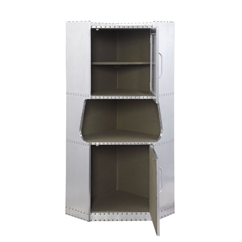 Bowery Hill Modern Metal Cabinet in Aluminum