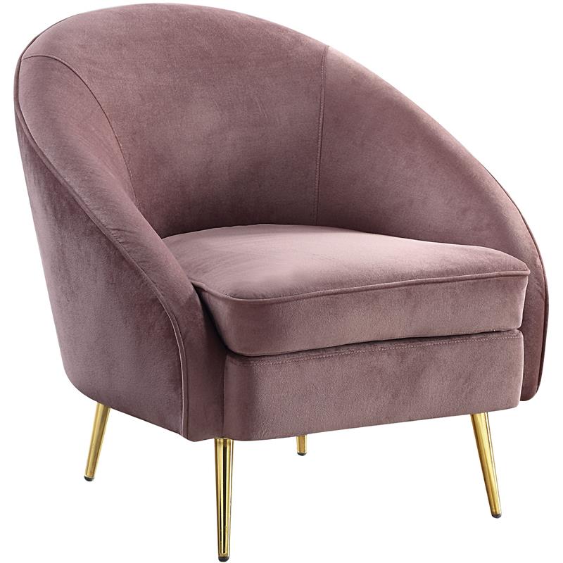 Bowery Hill Contemporary Chair in Pink Velvet