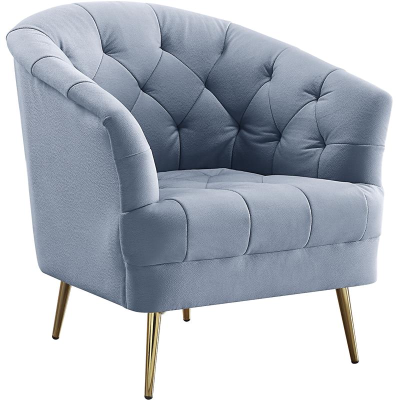 Bowery Hill Contemporary Chair in Light Gray Velvet