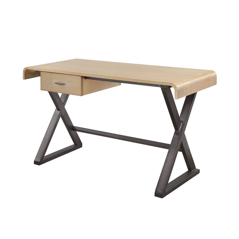 Bowery Hill Modern Desk in Gold Aluminum