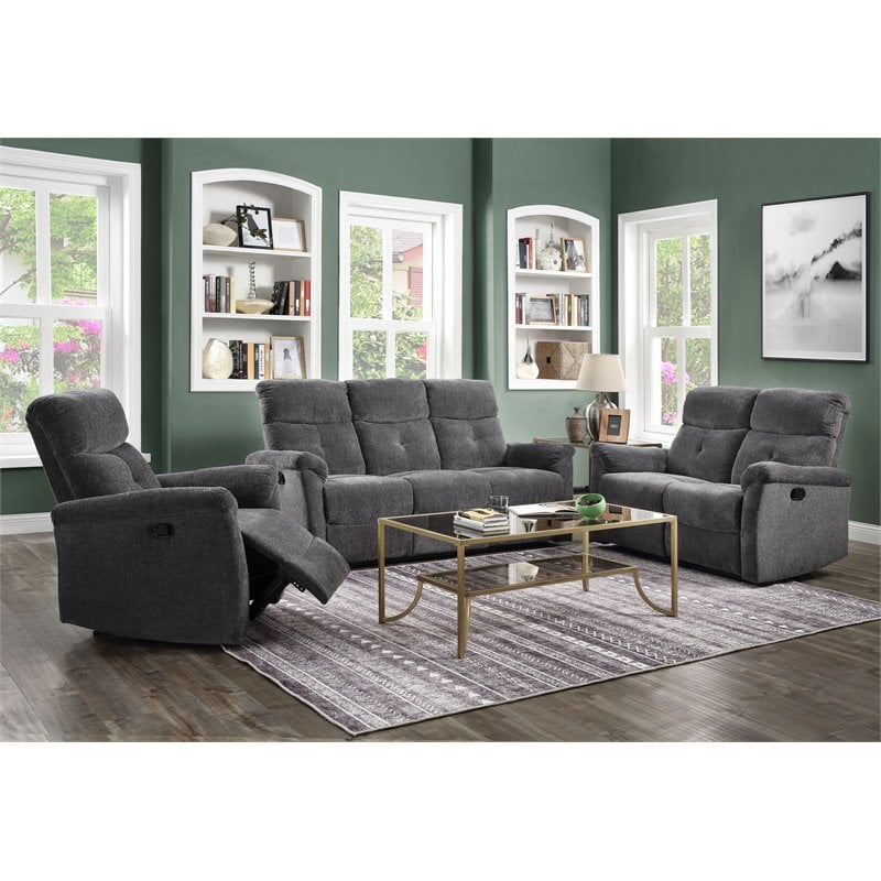 Bowery Hill Contemporary Sofa in Gray Chenille