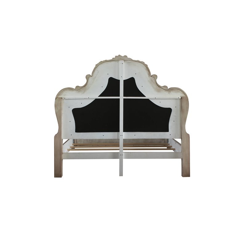 Bowery Hill Traditional California King Bed in Vintage Bone White & PU