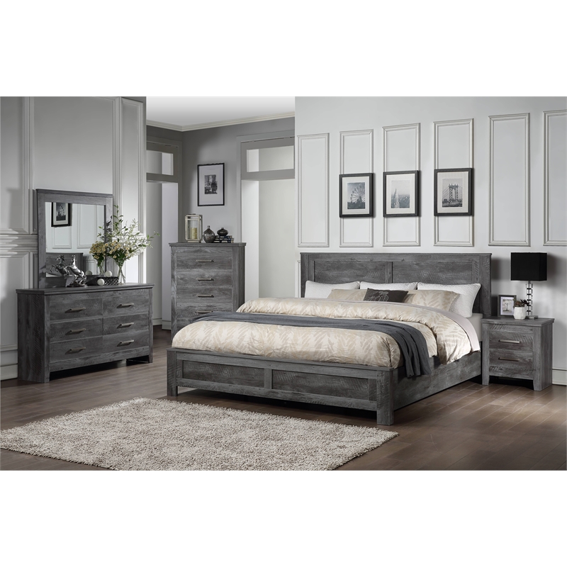 Bowery Hill Farmhouse Mirror in Rustic Gray Oak