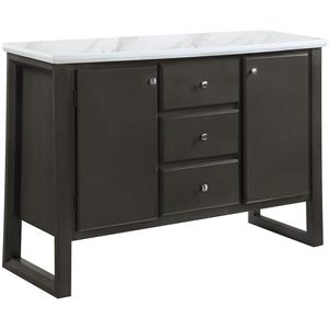 Bowery Hill Wood Gray Server Rectangular Marble Top 54&quotx18&quotx36&quot