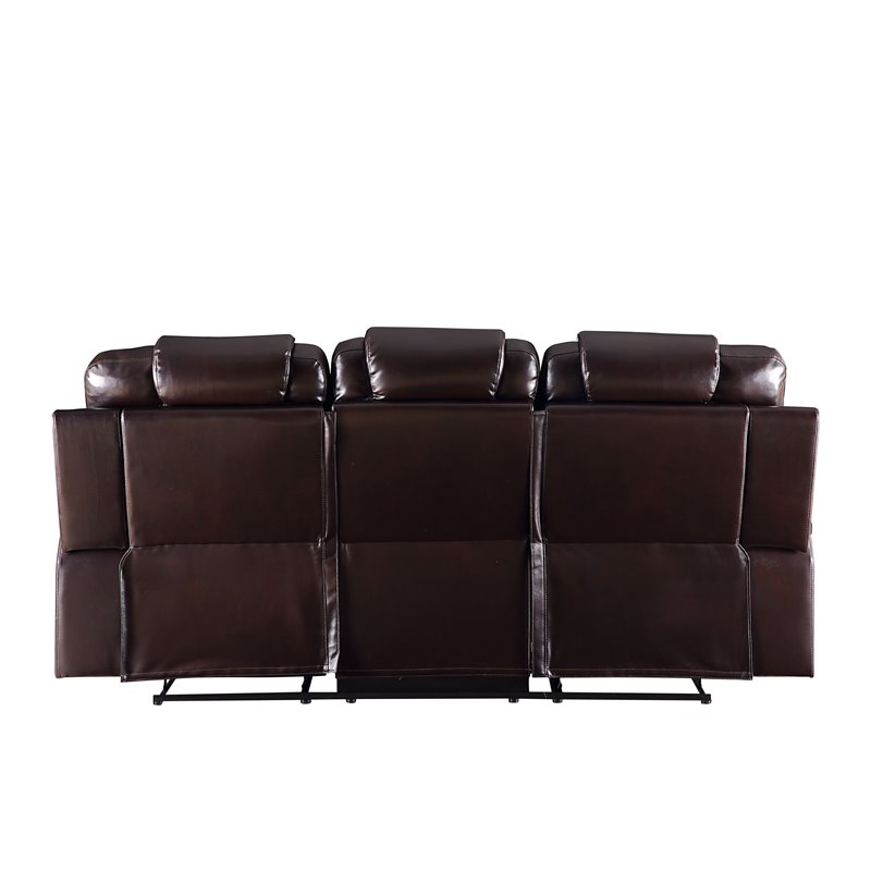 Bowery Hill Contemporary Sofa in Brown Faux Leather