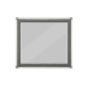 Bowery Hill Transitional Glass Square Frame Mirror in Gray