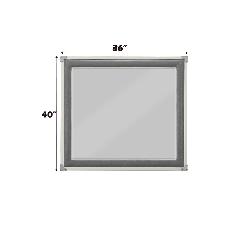 Bowery Hill Transitional Glass Square Frame Mirror in Gray