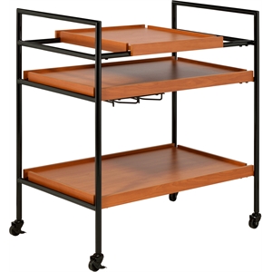 Bowery Hill Contemporary Serving Cart in Honey Oak & Black