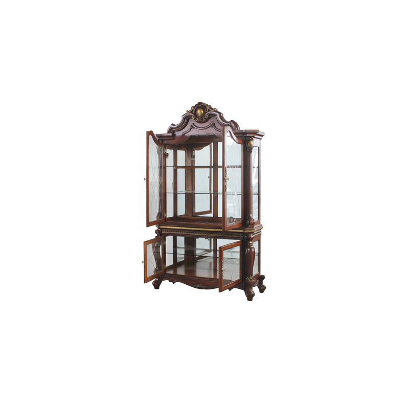 Bowery Hill Traditional Curio Cabinet in Cherry Oak