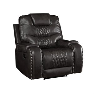 Bowery Hill Contemporary Recliner in Magnetite Faux Leather