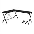 Bowery Hill Modern Wood/Metal L-Shaped Computer Desk in Black