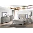 Bowery Hill Rectangular Contemporary Wood Mirror with LED in Gray