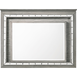 Bowery Hill Rectangular Contemporary Wood Mirror with LED in Gray