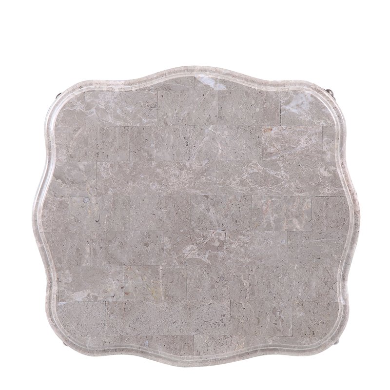 Bowery Hill Transitional End Table in Marble & Champagne
