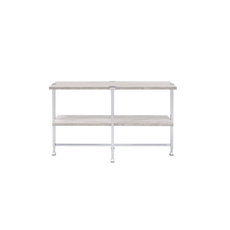 Bowery Hill Contemporary Sofa Table in White Oak &Chrome