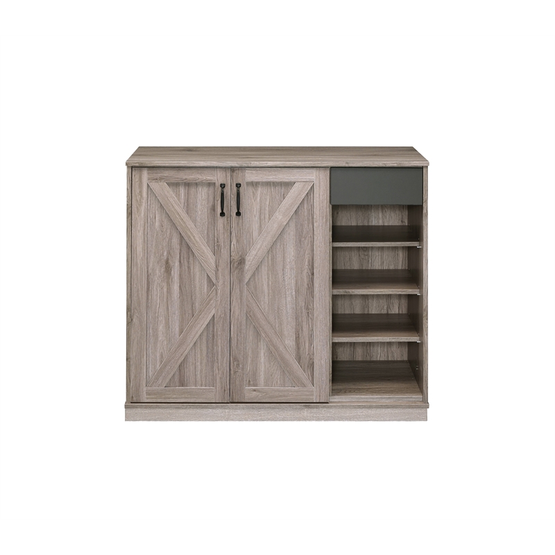 Bowery Hill Farmhouse Wood Cabinet in Rustic Gray Oak