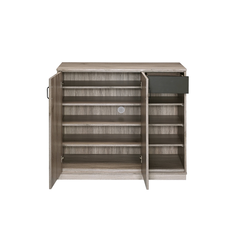 Bowery Hill Farmhouse Wood Cabinet in Rustic Gray Oak