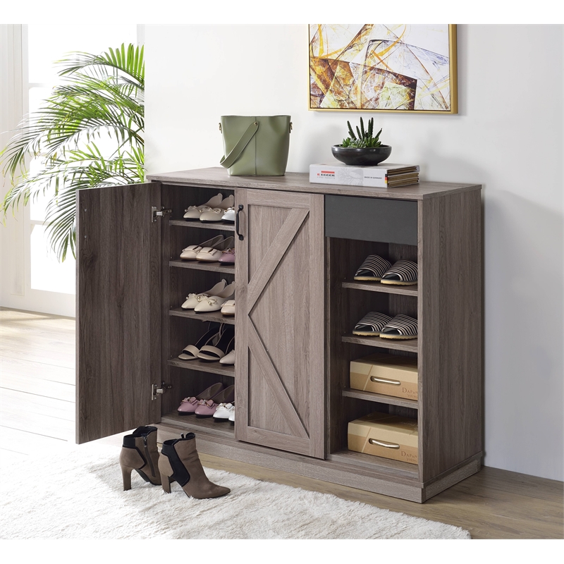 Bowery Hill Farmhouse Wood Cabinet in Rustic Gray Oak