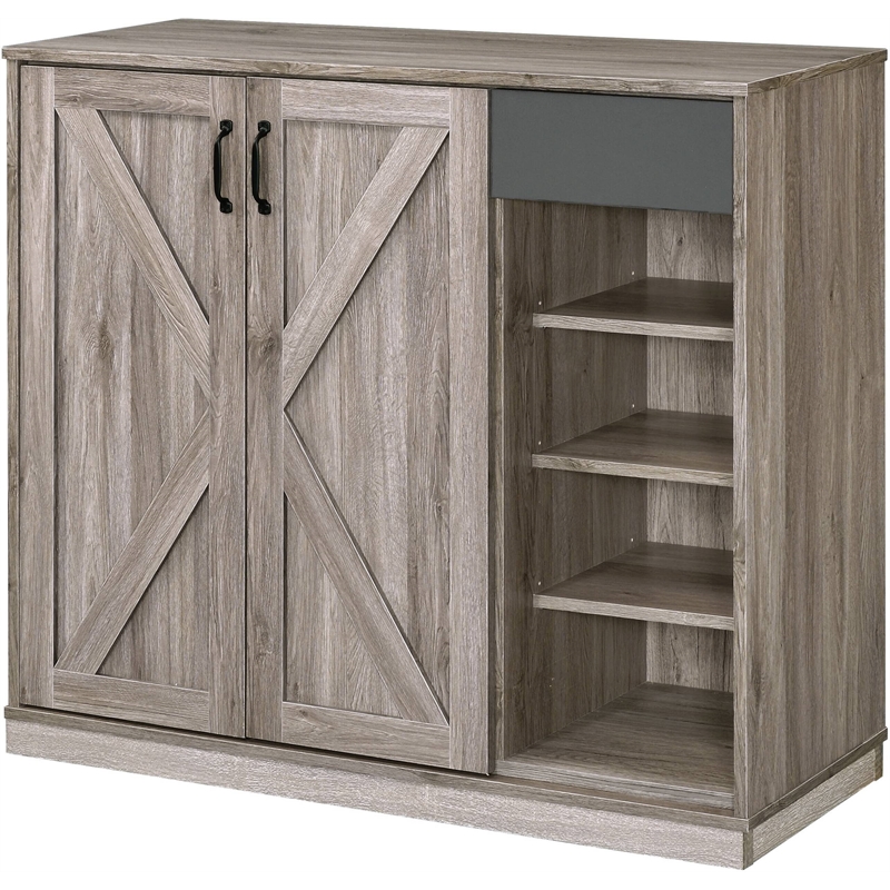 Bowery Hill Farmhouse Wood Cabinet in Rustic Gray Oak