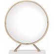 Bowery Hill Contemporary Mirror & Stool in White & Gold Finish