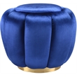 Bowery Hill Contemporary Ottoman in Sapphire Blue Velvet