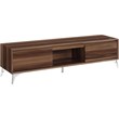 Bowery Hill Contemporary TV stand in LED Walnut & Chrome Finish