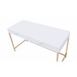 Bowery Hill Contemporary Vanity Desk in White High Gloss & Gold