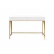Bowery Hill Contemporary Vanity Desk in White High Gloss & Gold