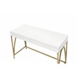 Bowery Hill Contemporary Vanity Desk in White High Gloss & Gold
