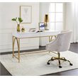 Bowery Hill Contemporary Vanity Desk in White High Gloss & Gold