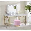 Bowery Hill Contemporary Vanity Desk in White High Gloss & Gold