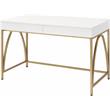 Bowery Hill Contemporary Vanity Desk in White High Gloss & Gold