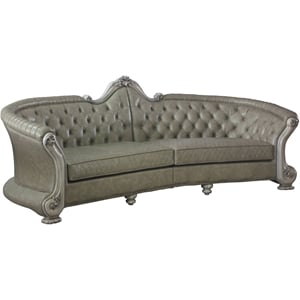 Bowery Hill Traditional Sofa in Vintage Bone White and PU