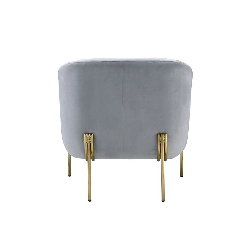 Bowery Hill Contemporary Accent Chair in Gray Velvet & Gold
