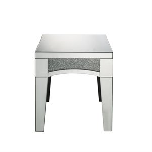 Bowery Hill Contemporary End Table in Mirrored & Faux Stones