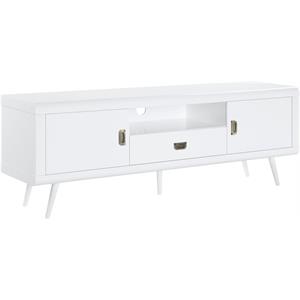 Bowery Hill Contemporary TV Stand in White High Gloss Finish