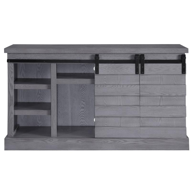 Bowery Hill Modern TV Stand with Fireplace in Gray Oak