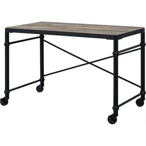 Bowery Hill Contemporary Writing Desk in Rustic Oak & Black Finish