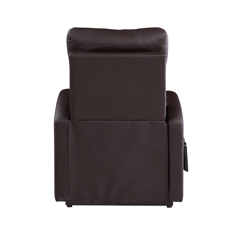 Bowery Hill Contemporary Recliner with Power Lift in Brown PU
