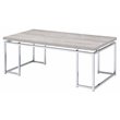 Bowery Hill Contemporary Coffee Table in Natural Oak & Chrome
