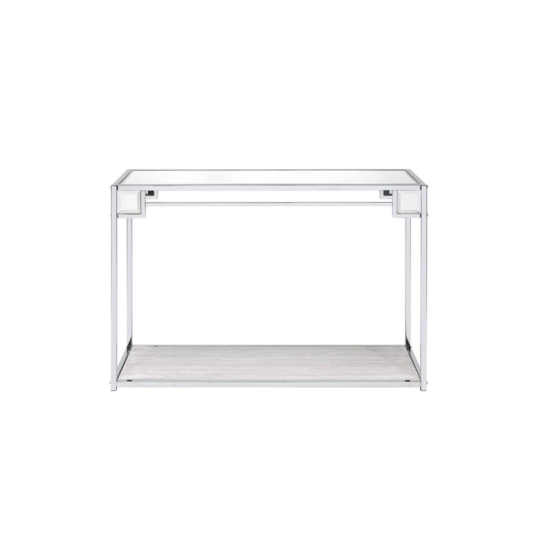 Bowery Hill Contemporary Console Table in Mirrored and Chrome