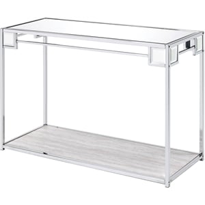 Bowery Hill Contemporary Console Table in Mirrored and Chrome