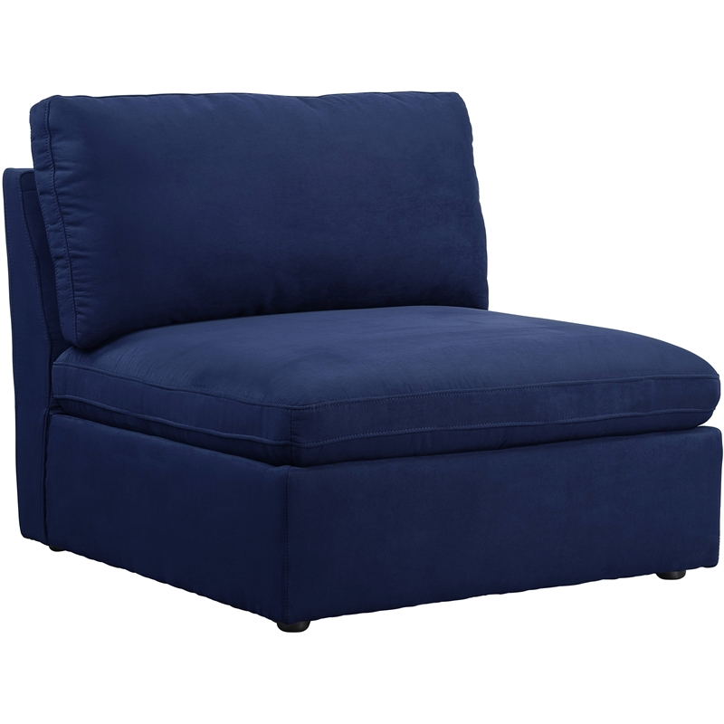 Bowery Hill Contemporary Modular Armless Chair in Blue Fabric